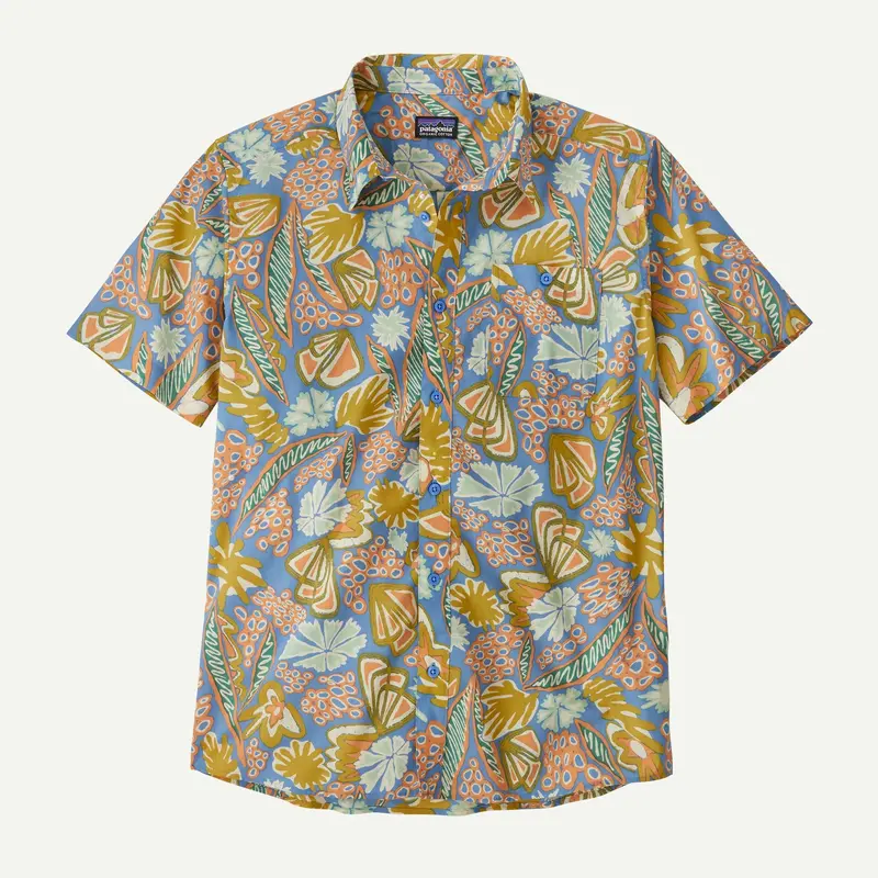 Patagonia Go To Short-Sleeve Shirt – Abundant Blue Flourish Design 1