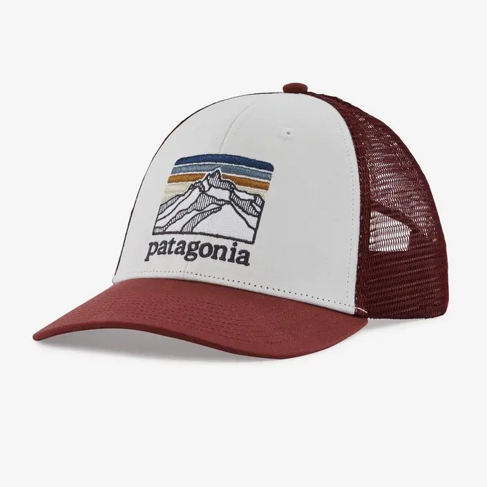 Patagonia Line Logo Ridge Lopro Trucker Hat – White And Sequoia Red 1