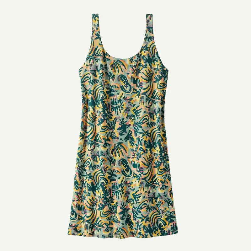 Patagonia Maipo Dress In Tidal Teal – Wild Botanist Print 1