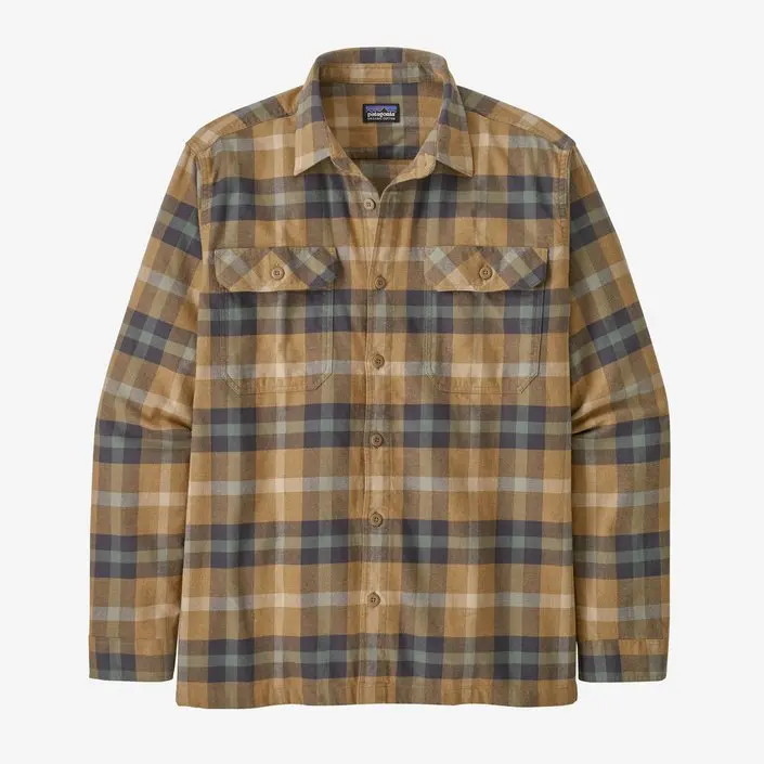 Patagonia Men'S Organic Cotton Mojave Khaki Fjord Flannel Shirt 1