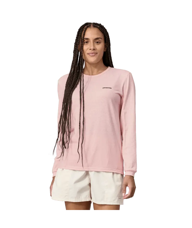 Patagonia P-6 Logo Long-Sleeve Responsibili-Tee – Whisker Pink Outline Design 1