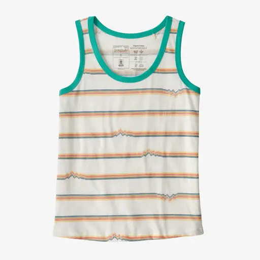Patagonia Ridge Rise Stripe Organic Cotton Tank In Birch White With Wavy Blue 1