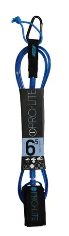 Pro-Lite Freesurf 6'5" Clear Blue & Black Core Leash 1
