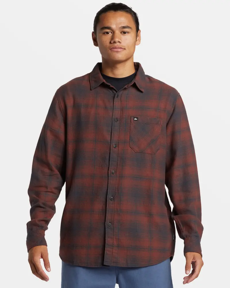 Quiksilver Lago Stretch Flannel Shirt In Brown Stone 1