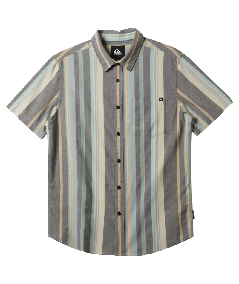Quiksilver Oxford Stripe Short-Sleeve Shirt – Black 1