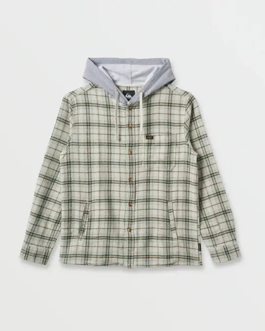 Quiksilver Sandbar Hooded Flannel Long-Sleeve Shirt – Silver Birch 1