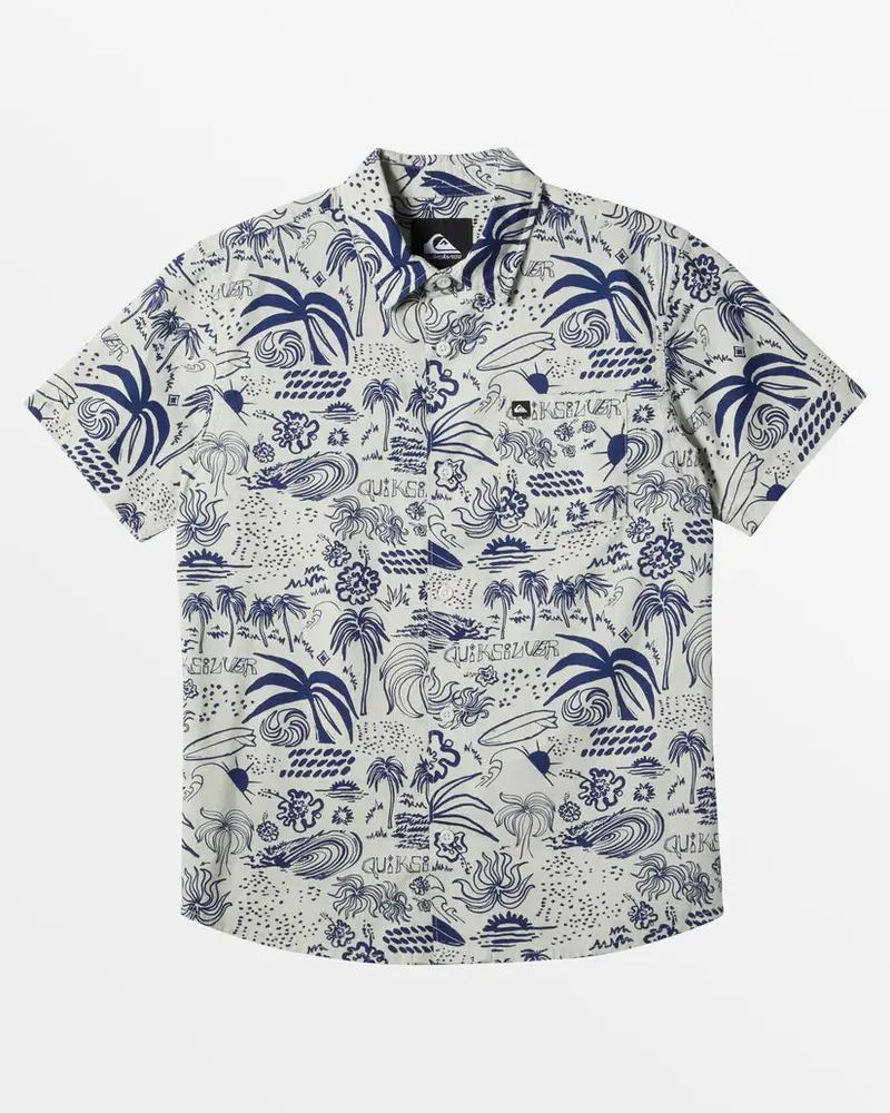 Quiksilver Youth Apero Flow Classic Short-Sleeve Shirt In Silver Birch 1