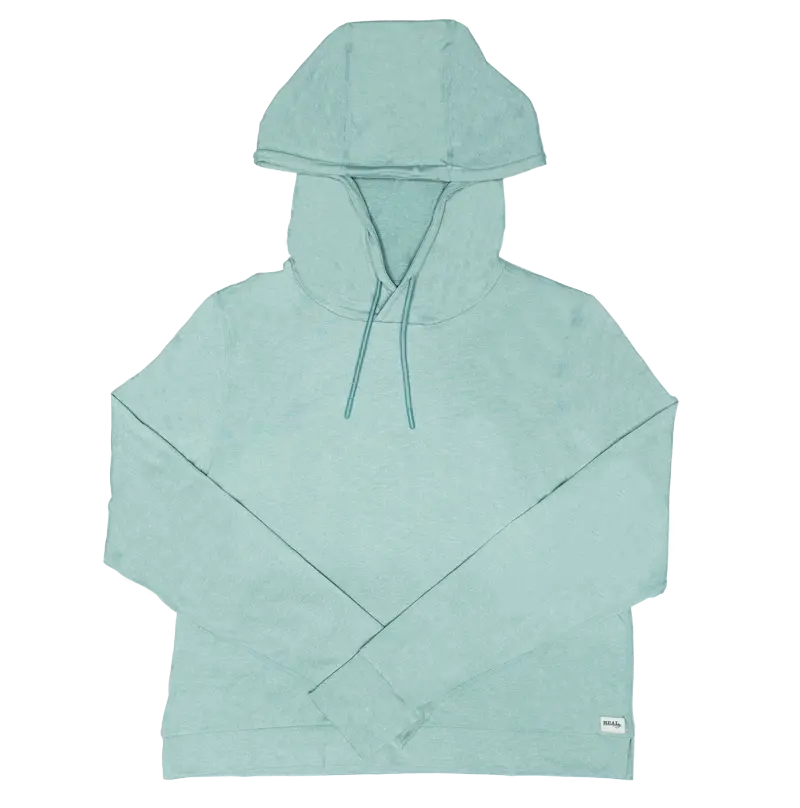 Real Emily Hooded Long-Sleeve Shirt In Heather Seafoam – Relaxed Fit Sustainable Sweatshirt 1