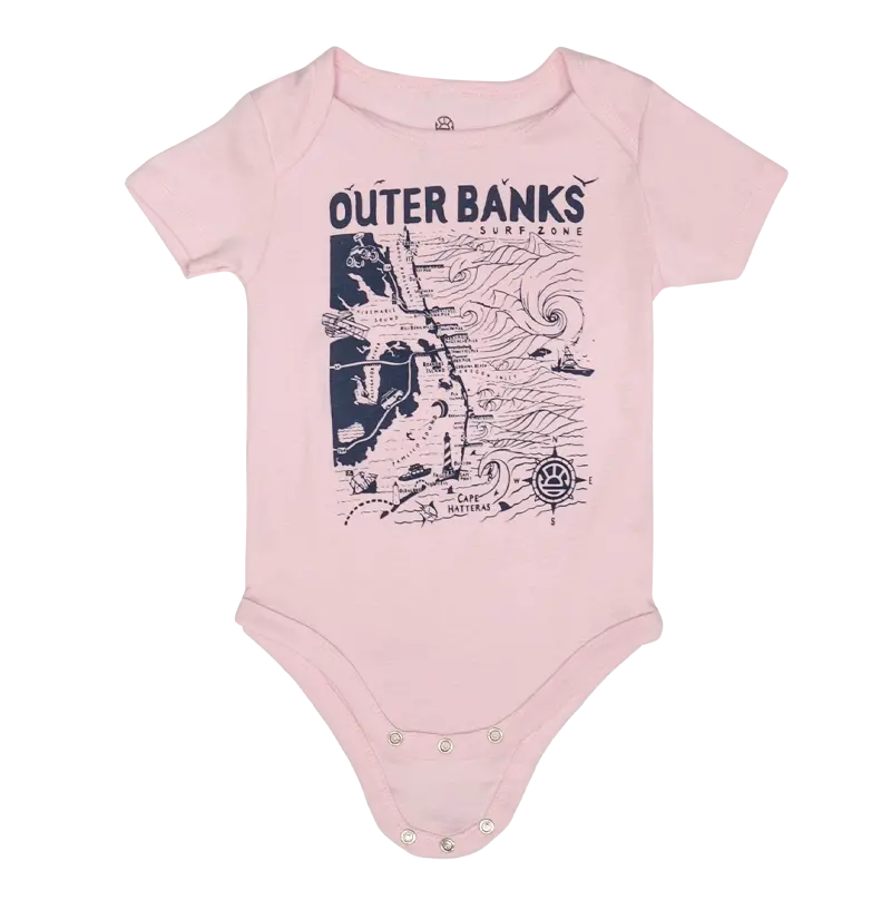 Real Light Pink Outer Banks Map Baby Onesie 1