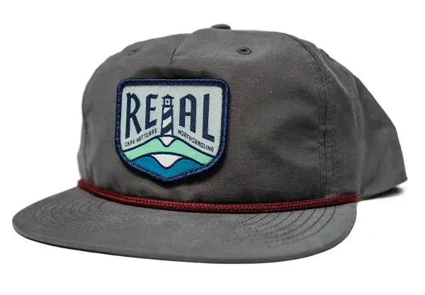 Real Lighthouse Badge Hat In Charcoal And Burgundy 1