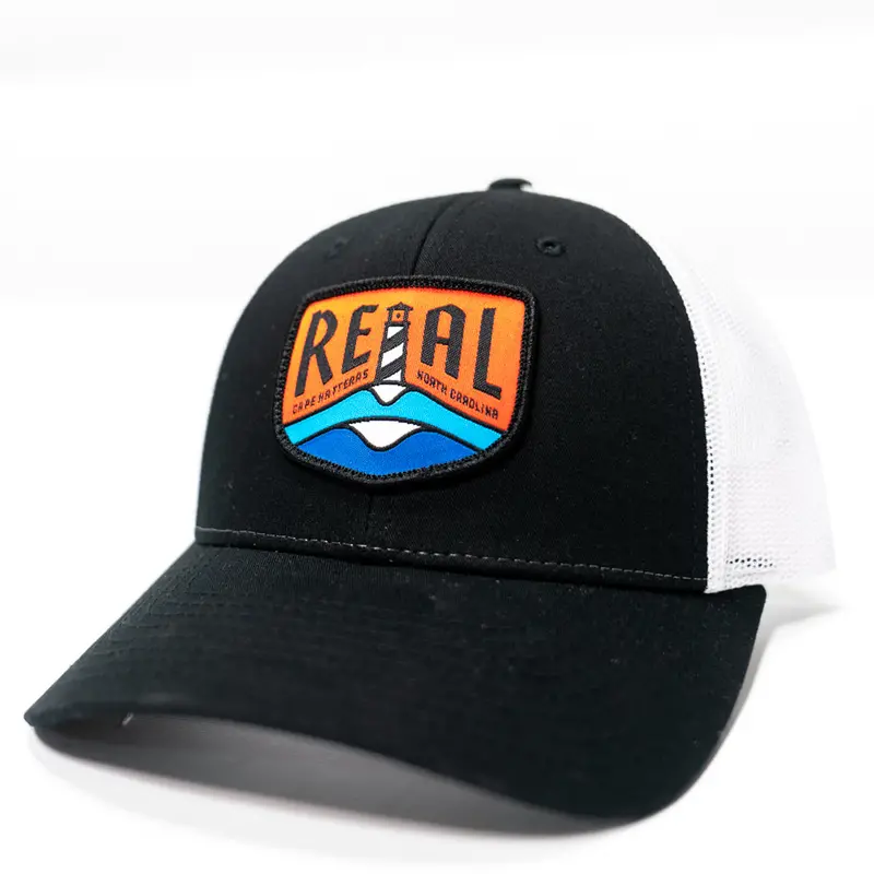 Real Lighthouse Badge Trucker Hat – Black And White 1