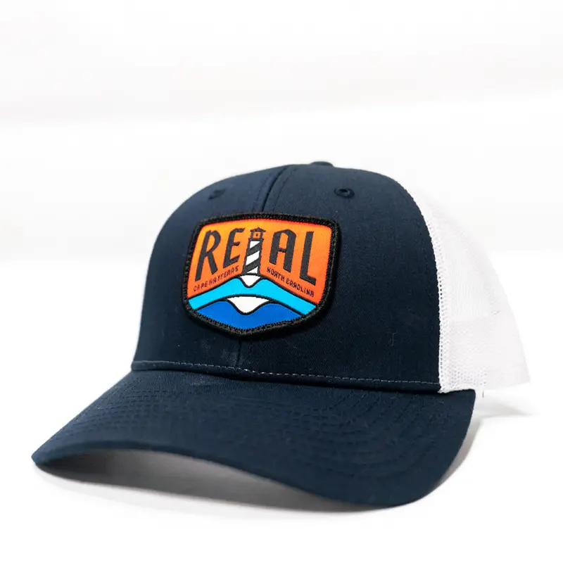 Real Lighthouse Badge Trucker Hat – Navy And White 1