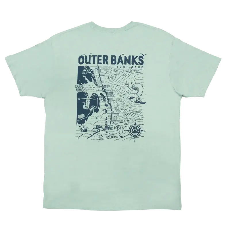 Real Outer Banks Map Graphic T-Shirt – Seafoam 1