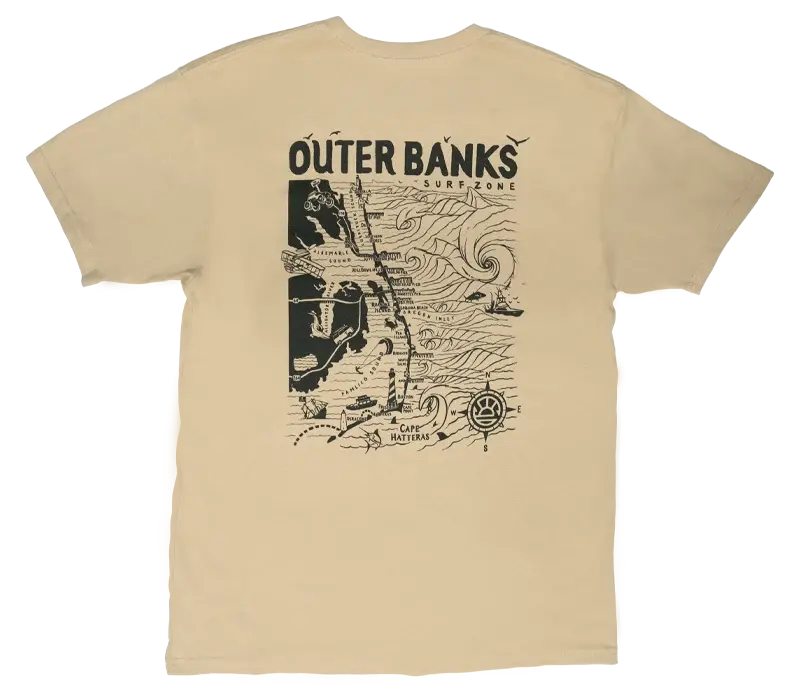 Real Outer Banks Map T-Shirt – Sand Hue 1