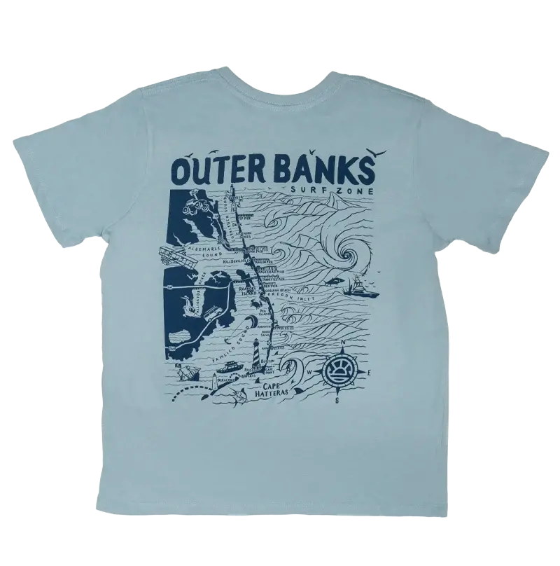 Real Outer Banks Map Women’S Classic Tee – Blue Fog 1