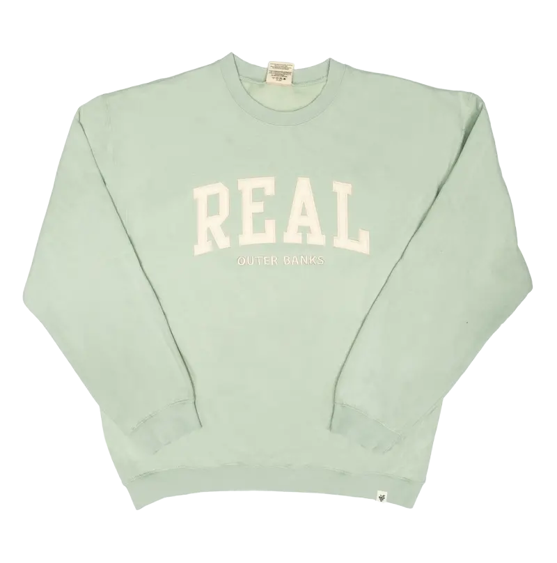 Real Sage Block Letter Applique Crew Sweatshirt 1