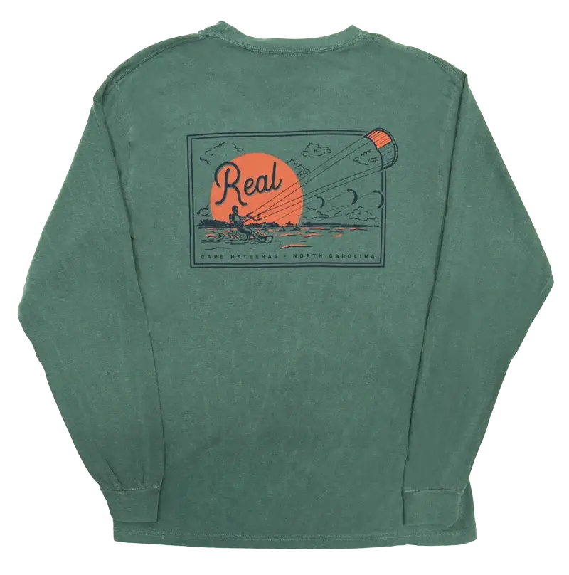 Real Sunset Sessions Long-Sleeve Tee – Blue Spruce Relaxed Fit Top 1
