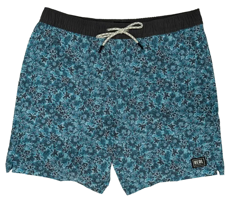 Real Wildflower Men'S Floral Swim Trunks In Teal 1