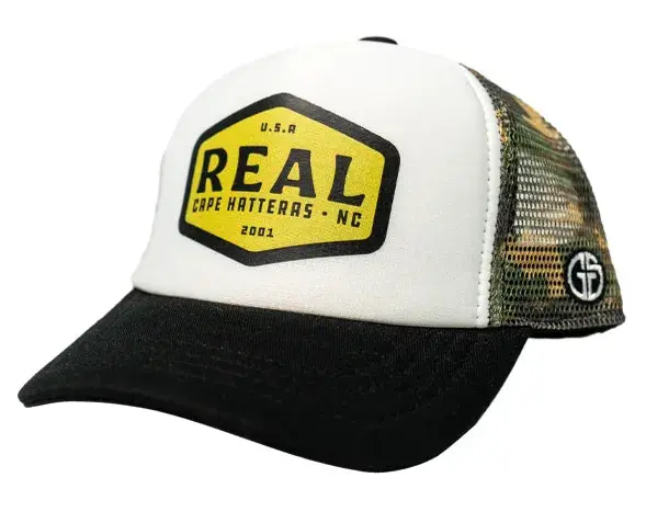 Real Youth Badge Hat – Camo & White Design 1