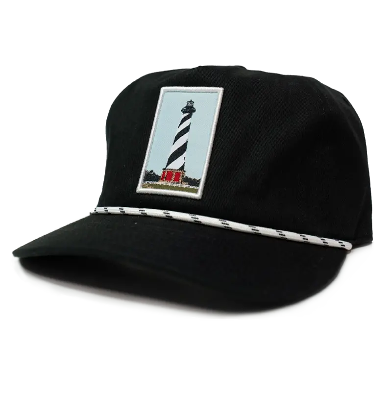 Retro Lighthouse Patch Baseball Cap – Matte Black 1