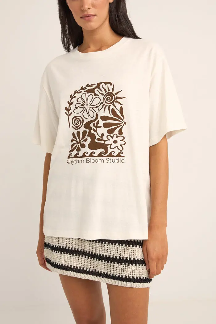 Rhythm Bloom Studio Oversized Tee In Natural 1