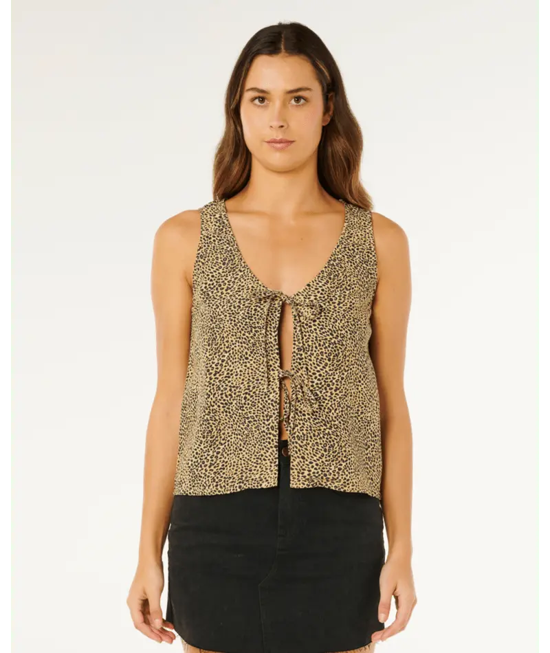 Rip Curl Animal Instincts Knotted Tank Top – Natural 1