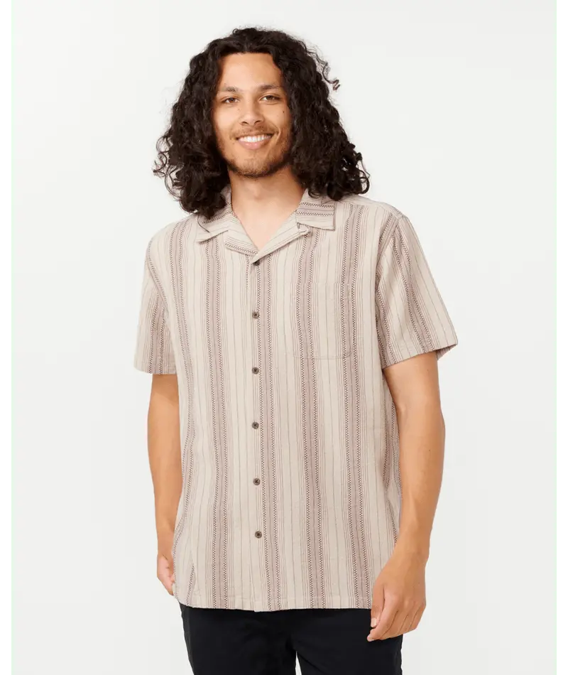 Rip Curl Check Mate Lightweight Button-Down Shirt In Bone 1