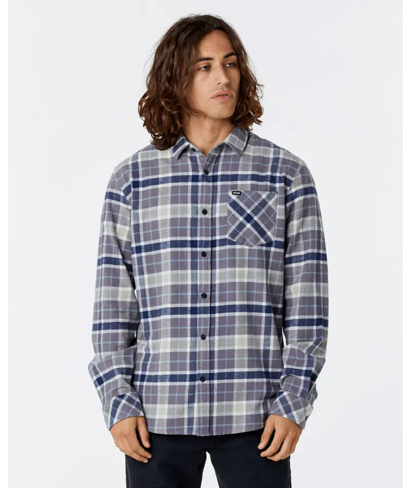 Rip Curl Checked In Flannel Long-Sleeve Shirt In Dark Grey 1