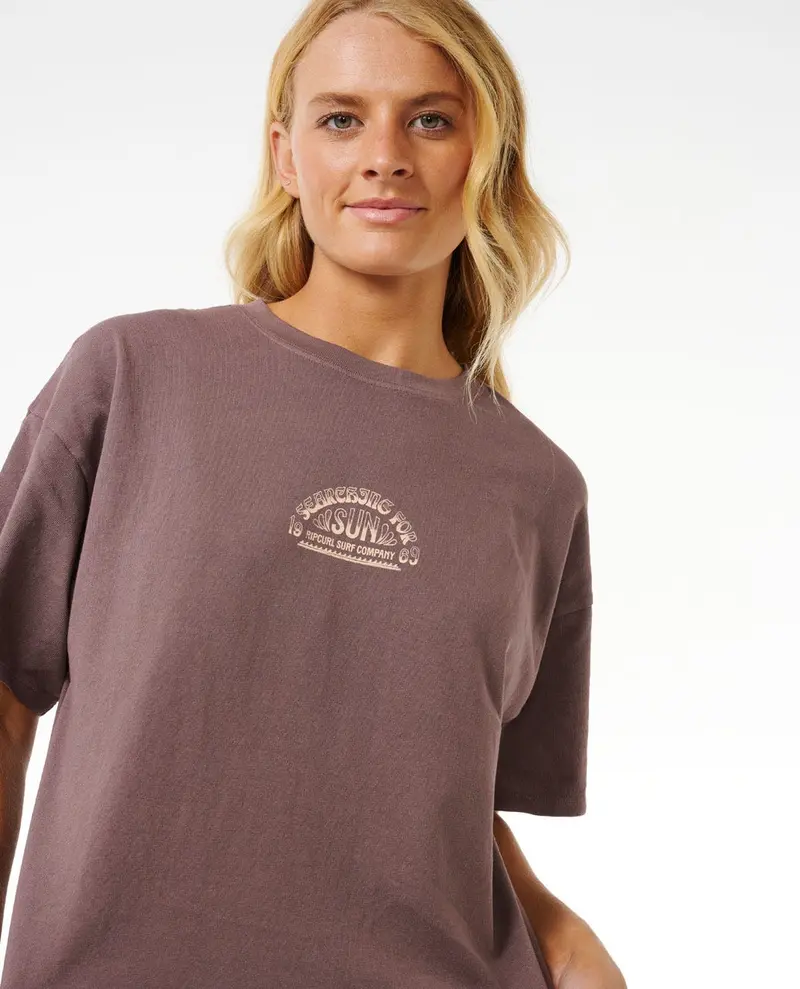 Rip Curl Cosmic Summer Heritage T-Shirt In Eggplant Purple 1