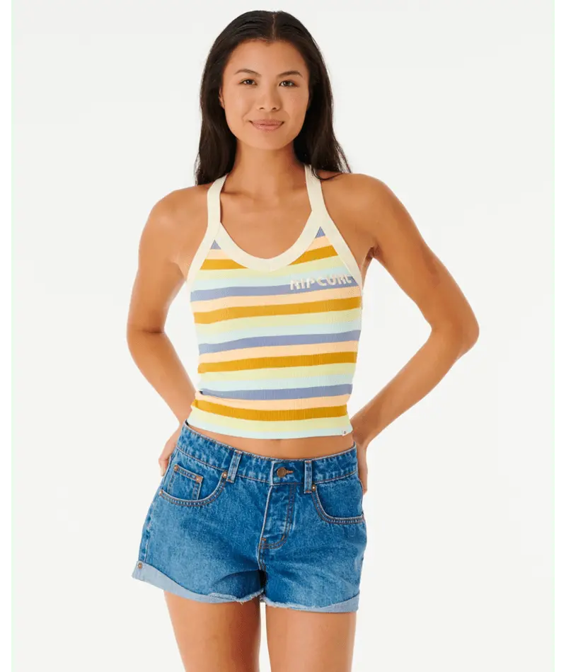 Rip Curl Day Break Ribbed Tank Top In Navy 1