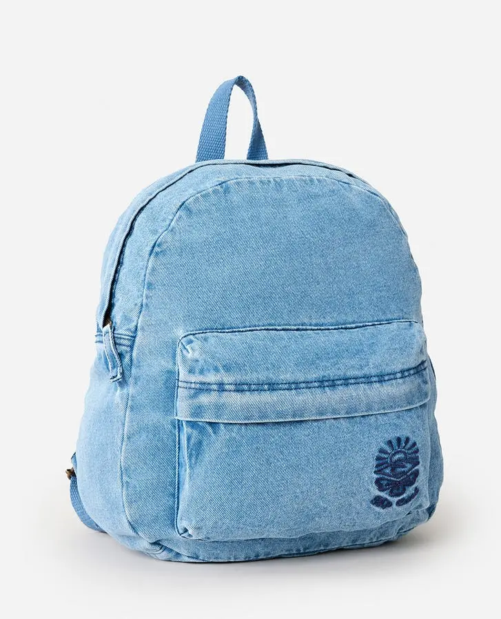 Rip Curl Distressed Denim 10L Backpack In Mid Blue 1