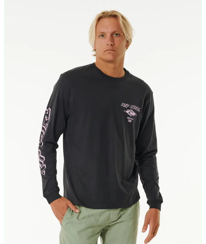 Rip Curl Fade Out Icon Long-Sleeve Tee – Black & Purple 1