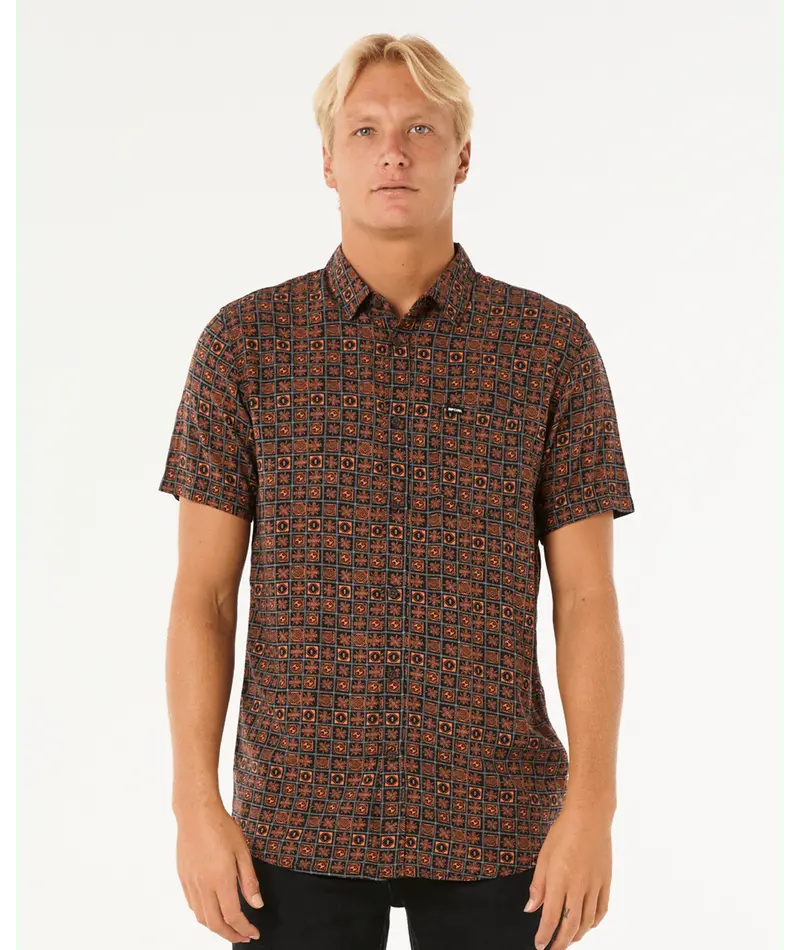 Rip Curl Fun Times Short-Sleeve Shirt In Black And Orange 1
