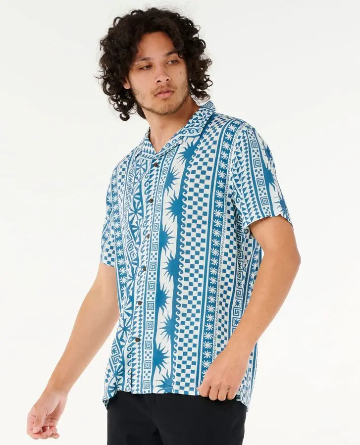 Rip Curl Fun Times Striped Short-Sleeve Shirt In Navy Blue 1
