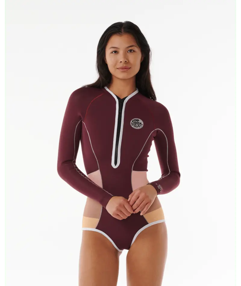 Rip Curl G Bomb High-Cut Long-Sleeve Springsuit In Plum 1