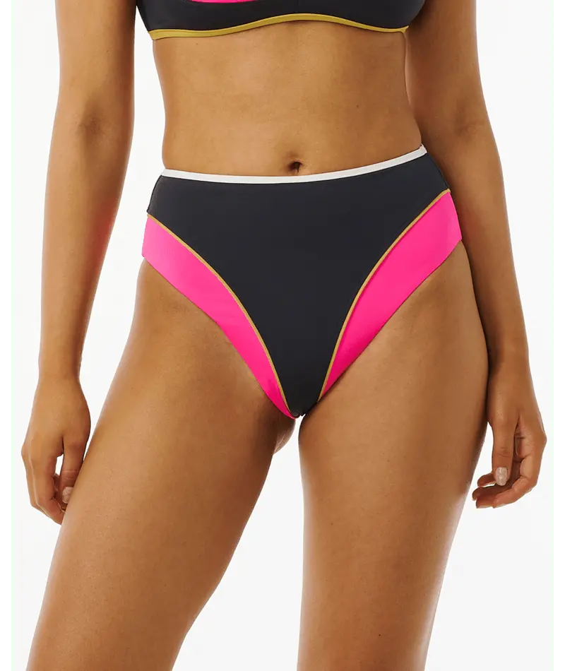 Rip Curl Hibiscus Heat Splice Full-Coverage Bikini Bottom – Washed Black 1