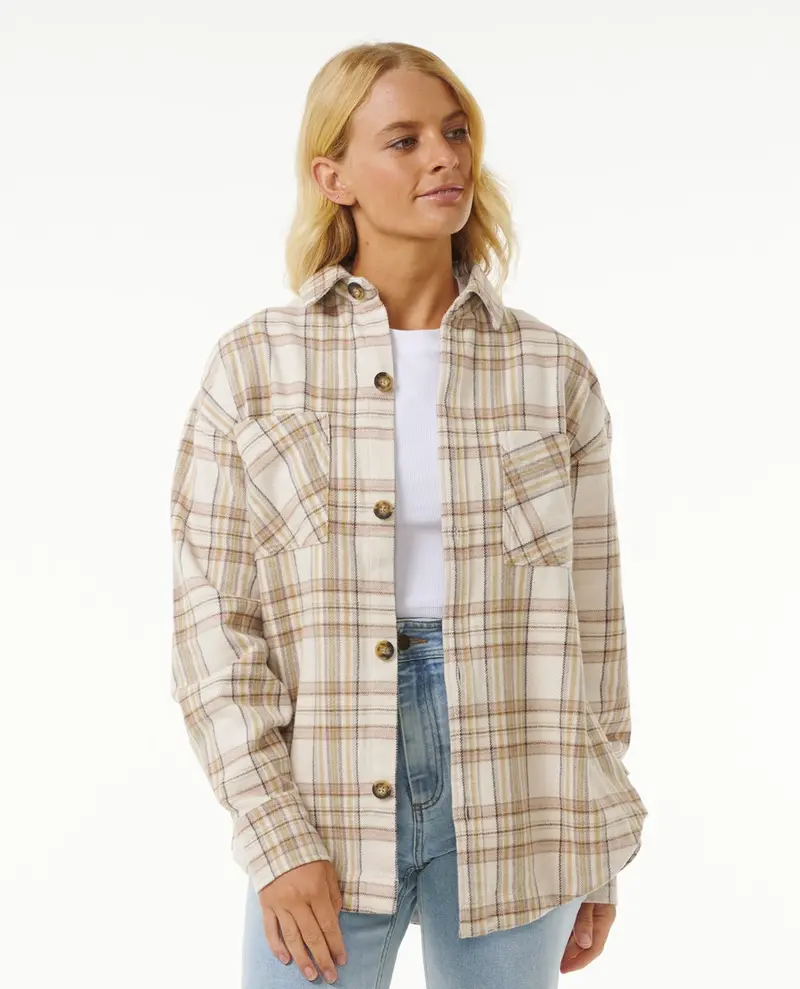Rip Curl High Tide Soft Flannel Long-Sleeve Shirt In Bone 1