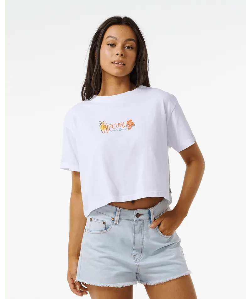 Rip Curl Island Crop T-Shirt In White 1