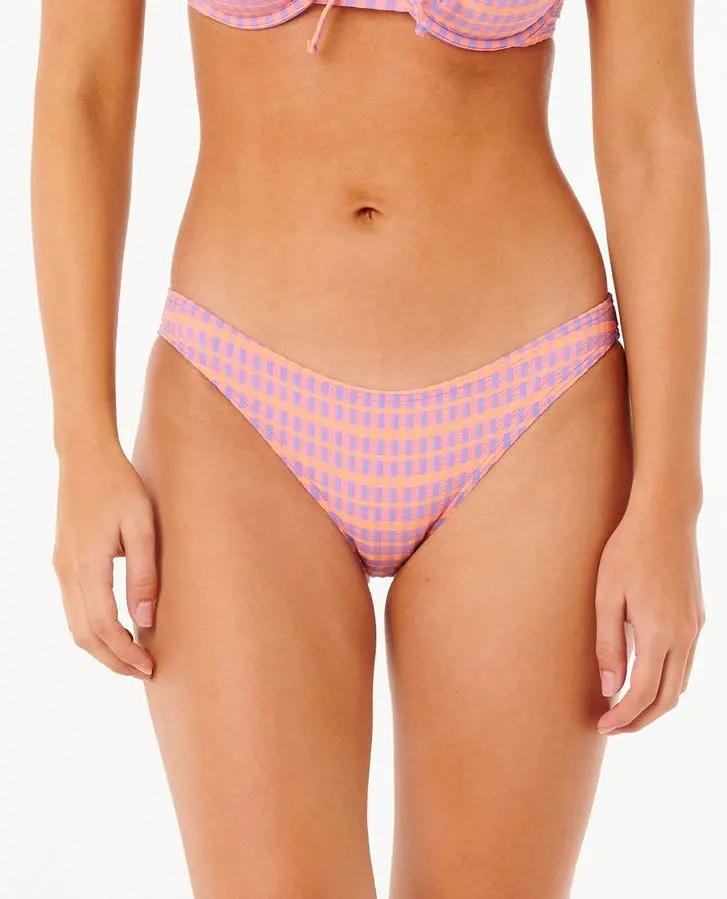 Rip Curl Isles Plaid Full-Coverage Bikini Bottom In Purple 1