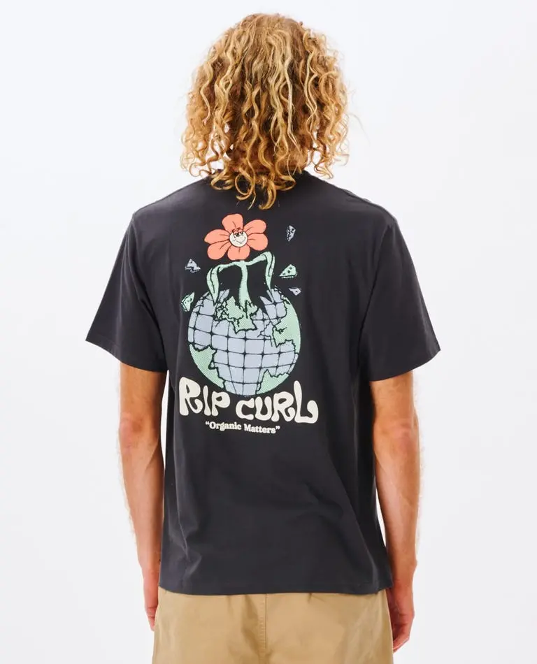 Rip Curl Men'S Swc Organic Matters Printed Tee – Washed Black 1