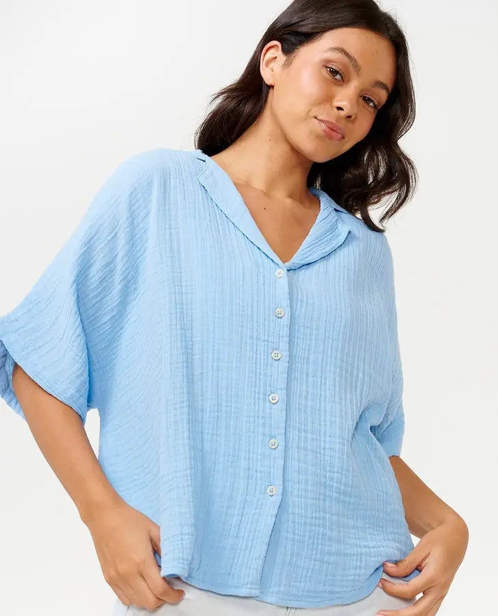Rip Curl Mid-Blue Premium Short-Sleeve Surf Shirt 1