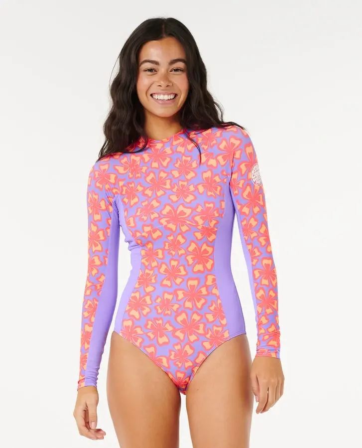 Rip Curl Neon Isles Long-Sleeve One-Piece Swimsuit In Violet 1
