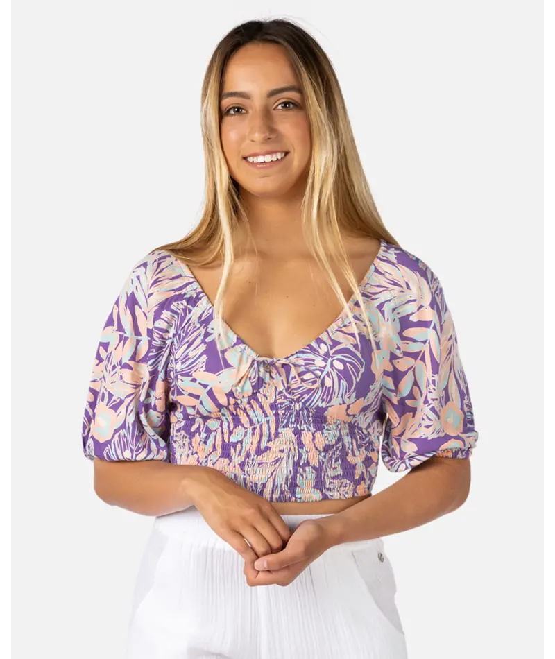 Rip Curl Palm Party Short-Sleeve Shirt In Purple 1