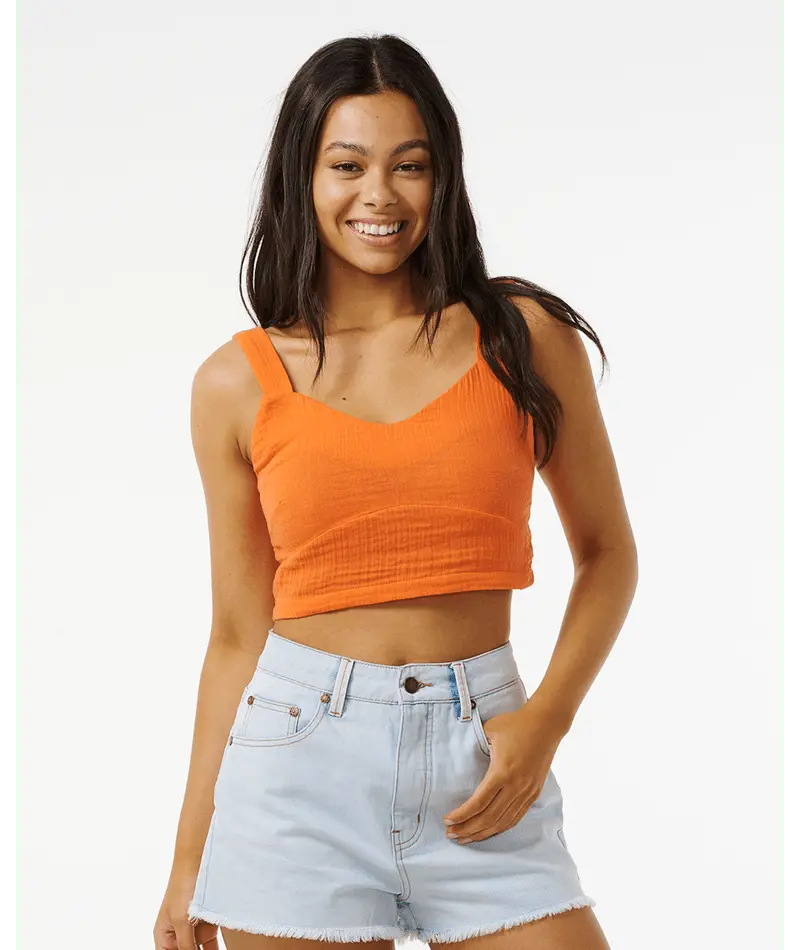 Rip Curl Premium Surf Crop Tank In Bright Orange 1