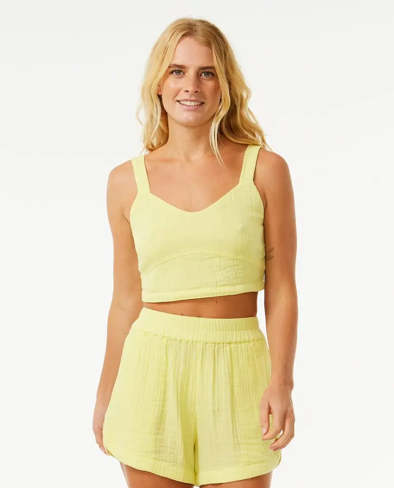 Rip Curl Premium Surf Crop Tank Top In Bright Yellow 1
