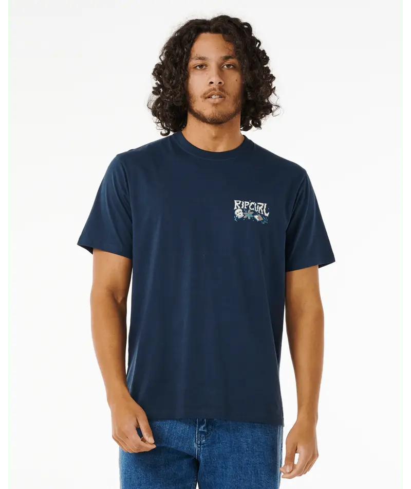 Rip Curl Pushin’ Daisies Floral Print Tee In Dark Navy 1