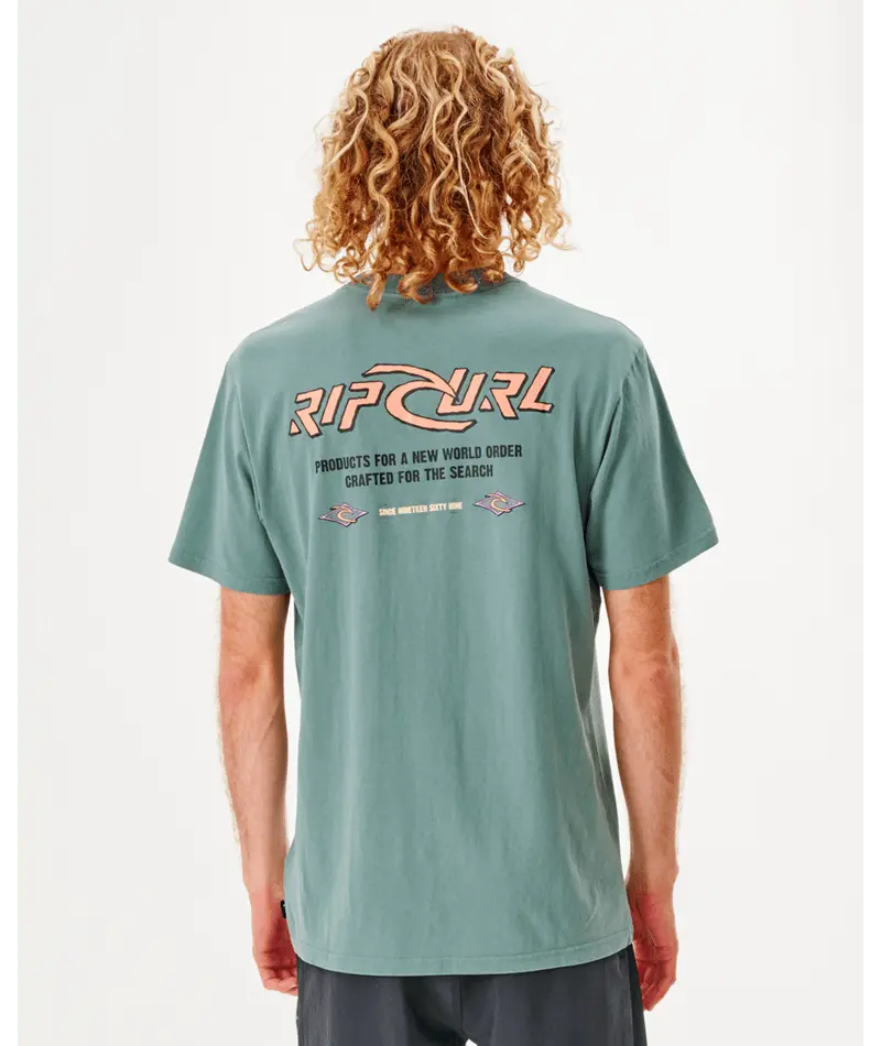 Rip Curl Quest Minimalist Logo Tee In Blue Stone 1