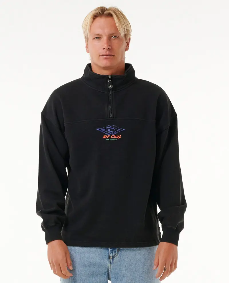 Rip Curl Quest Quarter-Zip Fleece Crew – Black 1