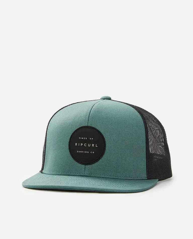 Rip Curl Routine Trucker Hat – Muted Green Mesh Back Cap With Embroidered Logo 1