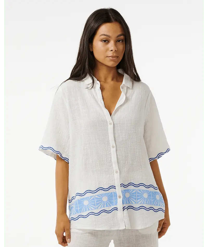 Rip Curl Santorini Sun Printed Shirt In Coastal Blue 1
